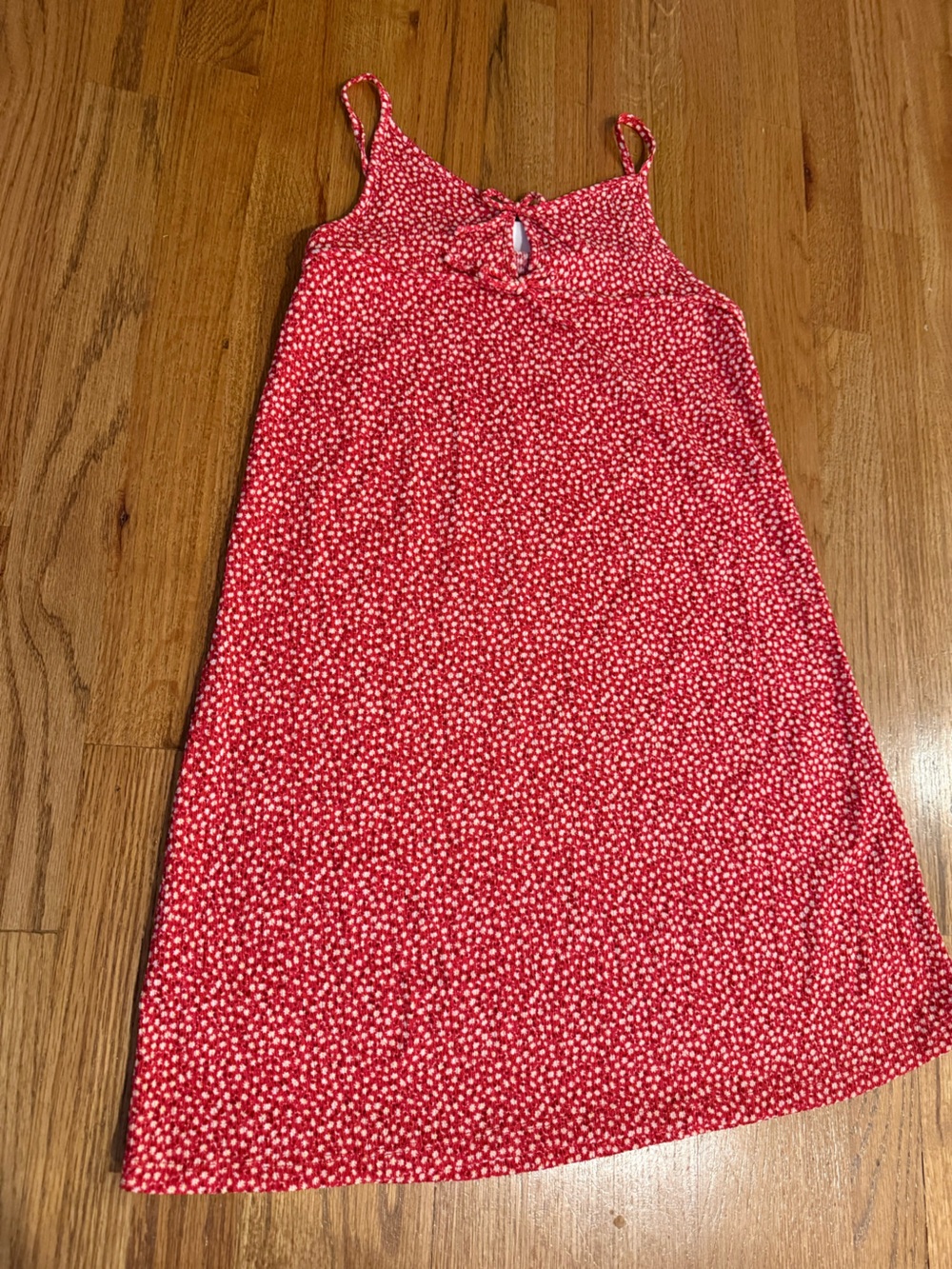 Zara Red and white spotted dress with bow keyhole detail 13-14